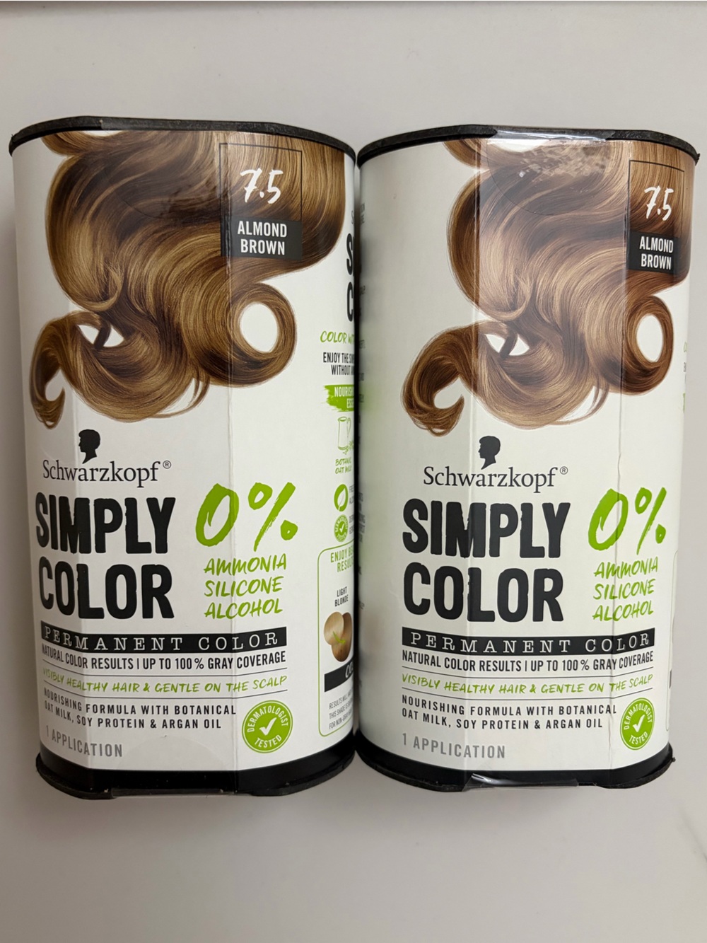 (2) Schwarzkopf SIMPLY COLOR Hair Color Almond Brown 7.5 New